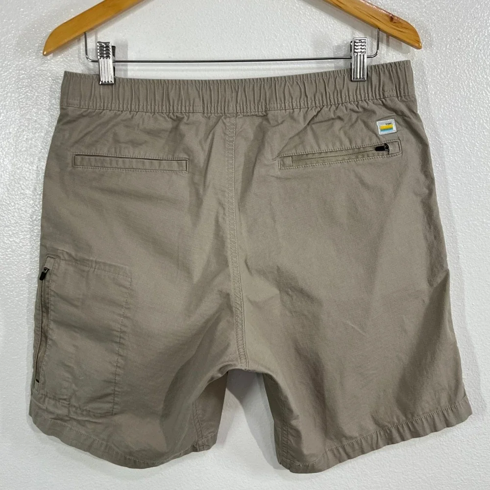VUORI Ripstop Climber Shorts Cargo Mens Medium Sesame Beige Elastic Drawstring